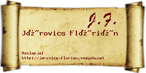 Járovics Flórián névjegykártya